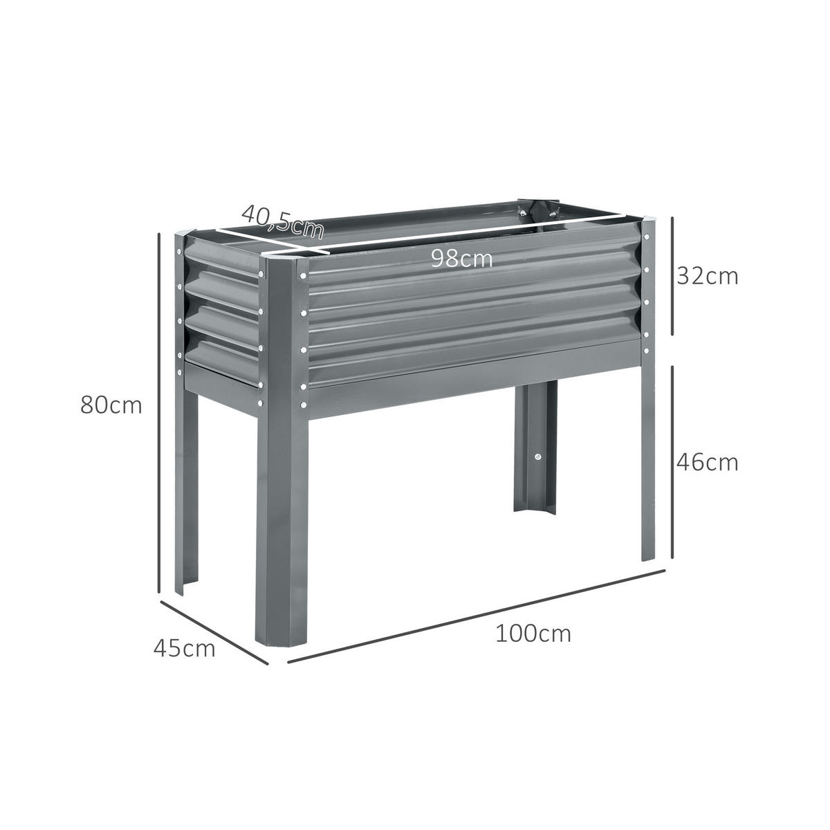 HOCHBEET, Silber, Stahl - Silberfarben, Metall (45/80/100cm) - Outsunny