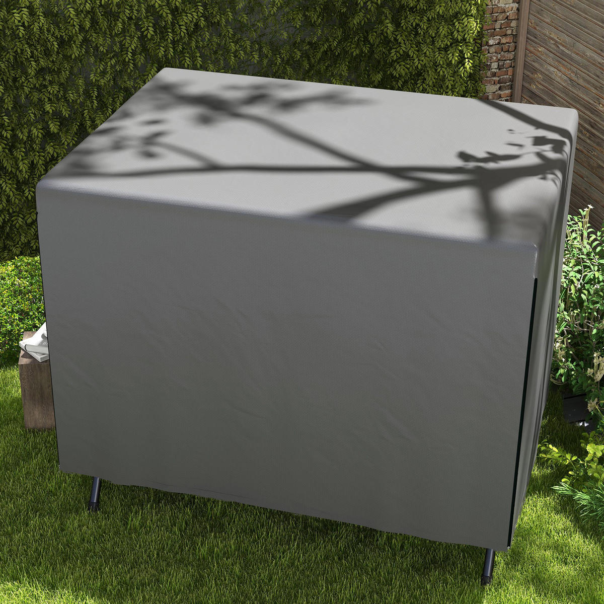 GARTENMÖBELABDECKUNG DE-07049 wetterfest, XL, für Hollywoodschaukel Dunkelgrau - Dunkelgrau, Kunststoff (155/150/215cm) - ComfortXL