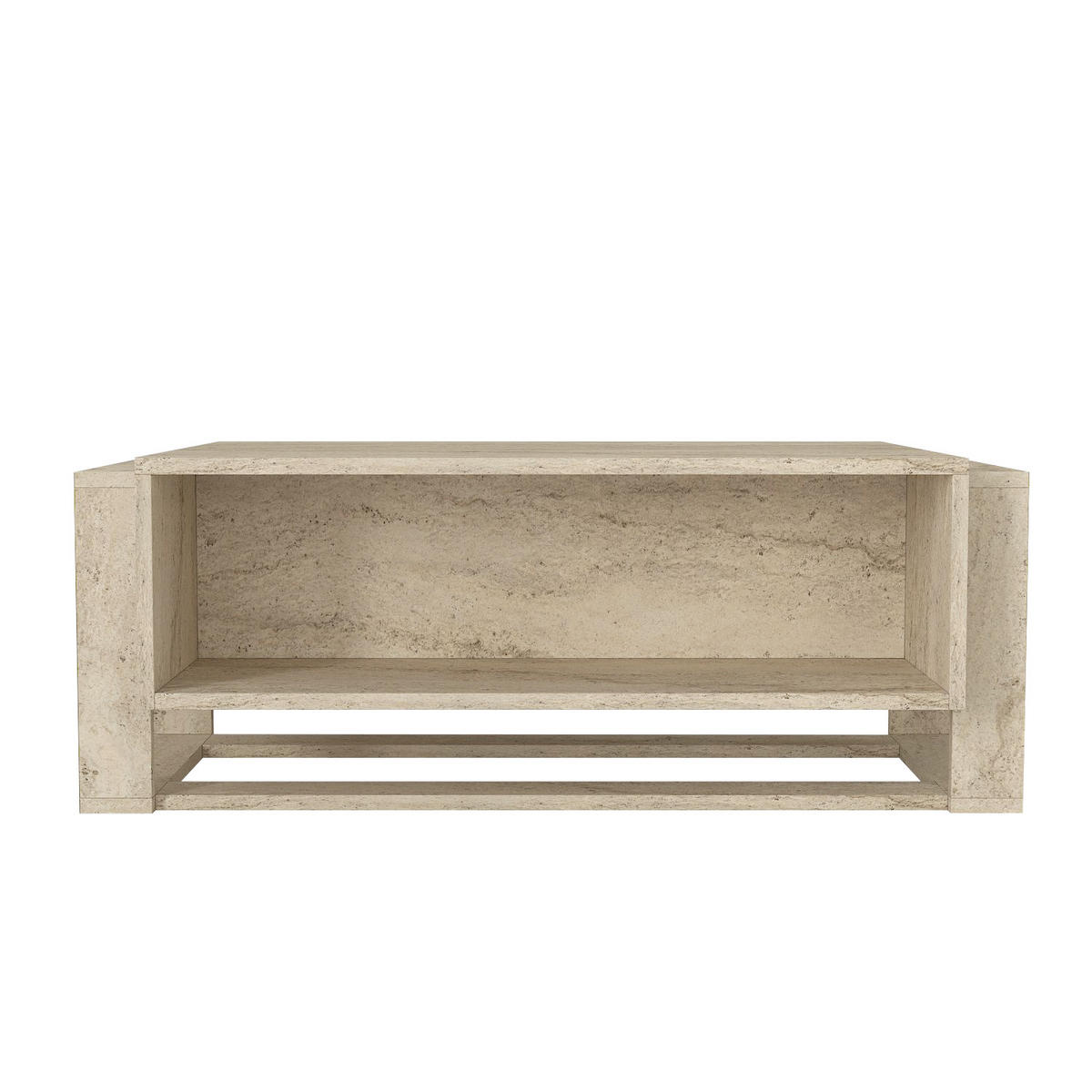 COUCHTISCH Bianco Beige Granit Optik - Beige/Goldfarben, Holzwerkstoff (60/107/41cm) - moebel17