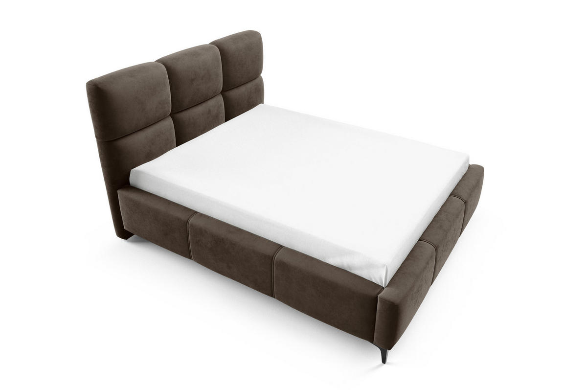 POLSTERBETT SENTO, 180x200 cm, Doppelbett mit Bettkasten, Velourstoff, Frabe: Braun - Braun, Holz/Textil (180/200cm)