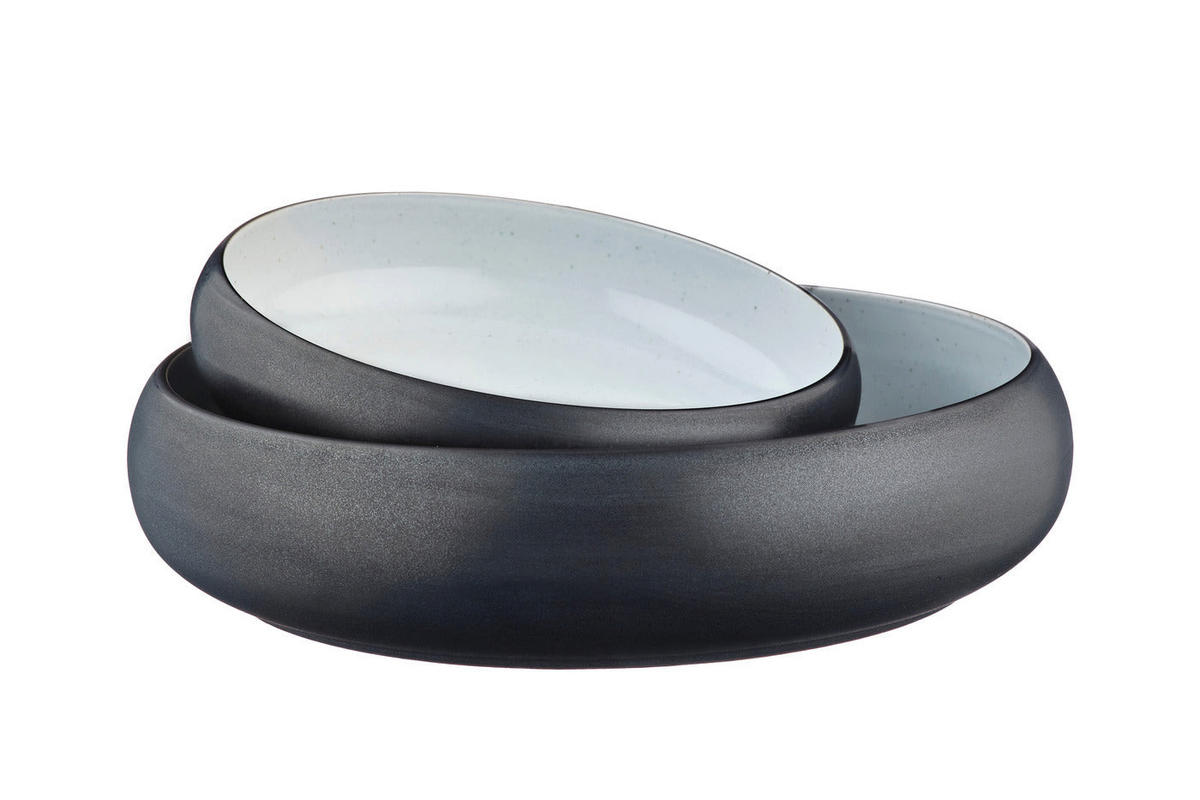OBSTSCHALE Gourmet Ø22cm und Ø30cm - 2er-Set - Onyx - Schwarz, Keramik (7cm) - Björn