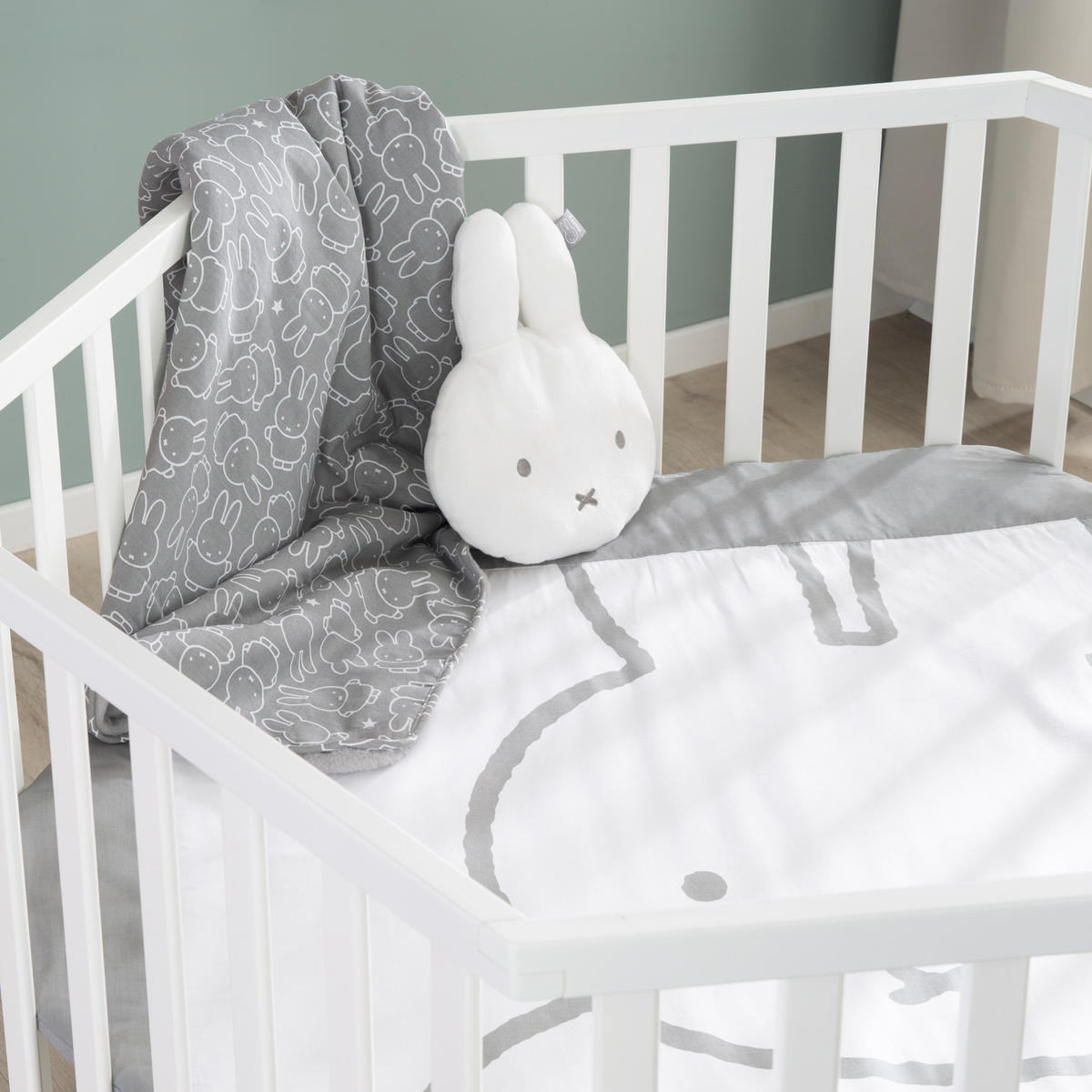 LAUFGITTER 6-eckig, Miffy - Weiß, Holzwerkstoff (118.5/72.5/103.5cm) - Roba