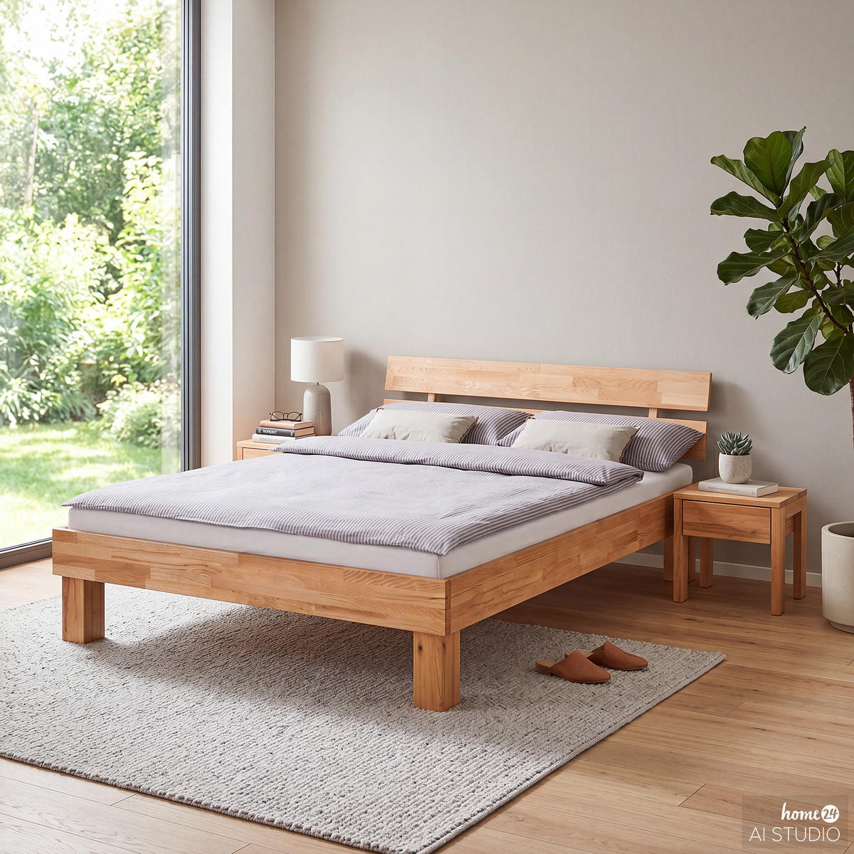 BETT - Massivholz - Kernbuche, Holz (160/200cm) - home24