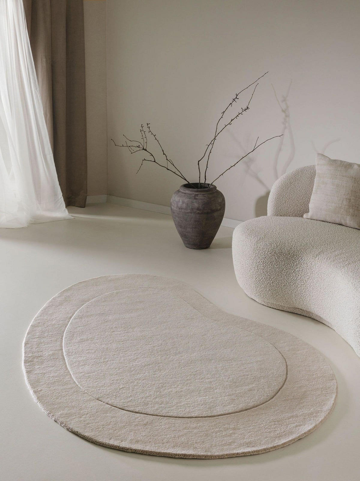 TEPPICH Wollteppich Shape Beige - Beige, Textil (140/1cm) - KUNSTLOFT