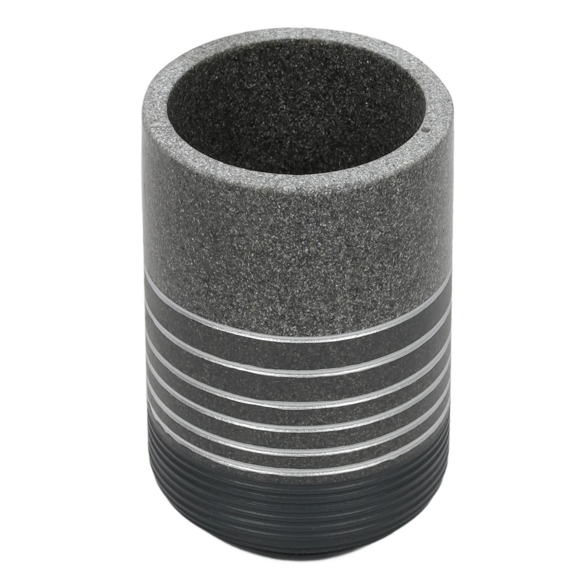 BECHER und Zahnbürstenhalter aus Polyresin 7/7/11 cm - Anthrazit, Kunststoff (7/11/7cm) - 5five Simply Smart