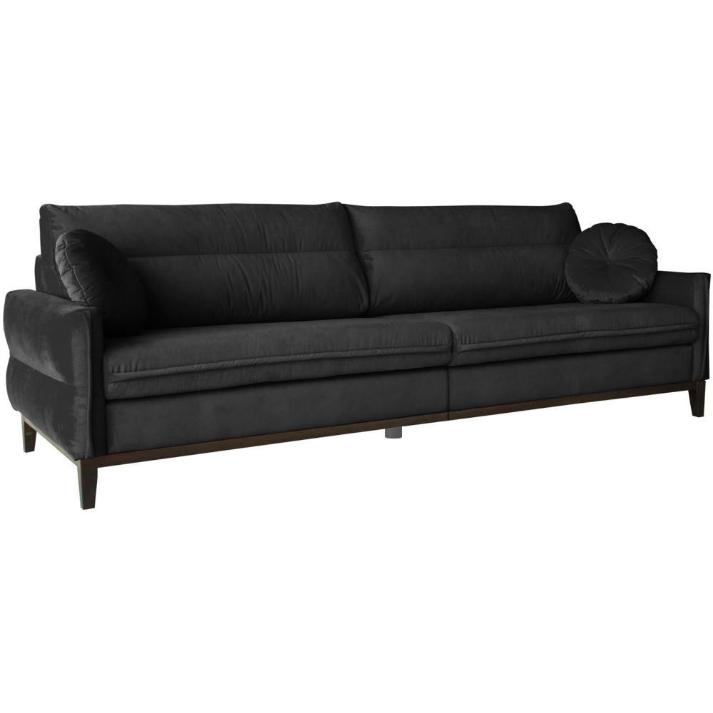 SOFA 3-SITZER Belweder Velours schwarz - Wengefarben/Schwarz, Holz/Textil (268/95/94cm) - Beautysofa