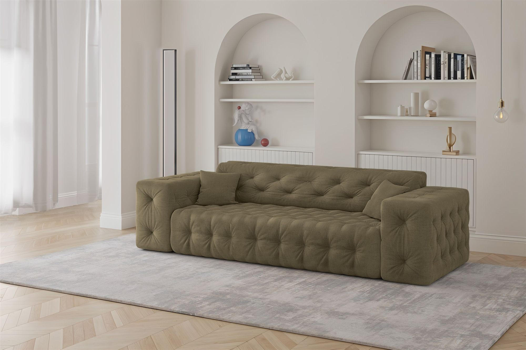 SOFA 3-sitzer Chantal In Moly - Grün, Holzwerkstoff/Textil (251/78/96cm) - Fun Möbel