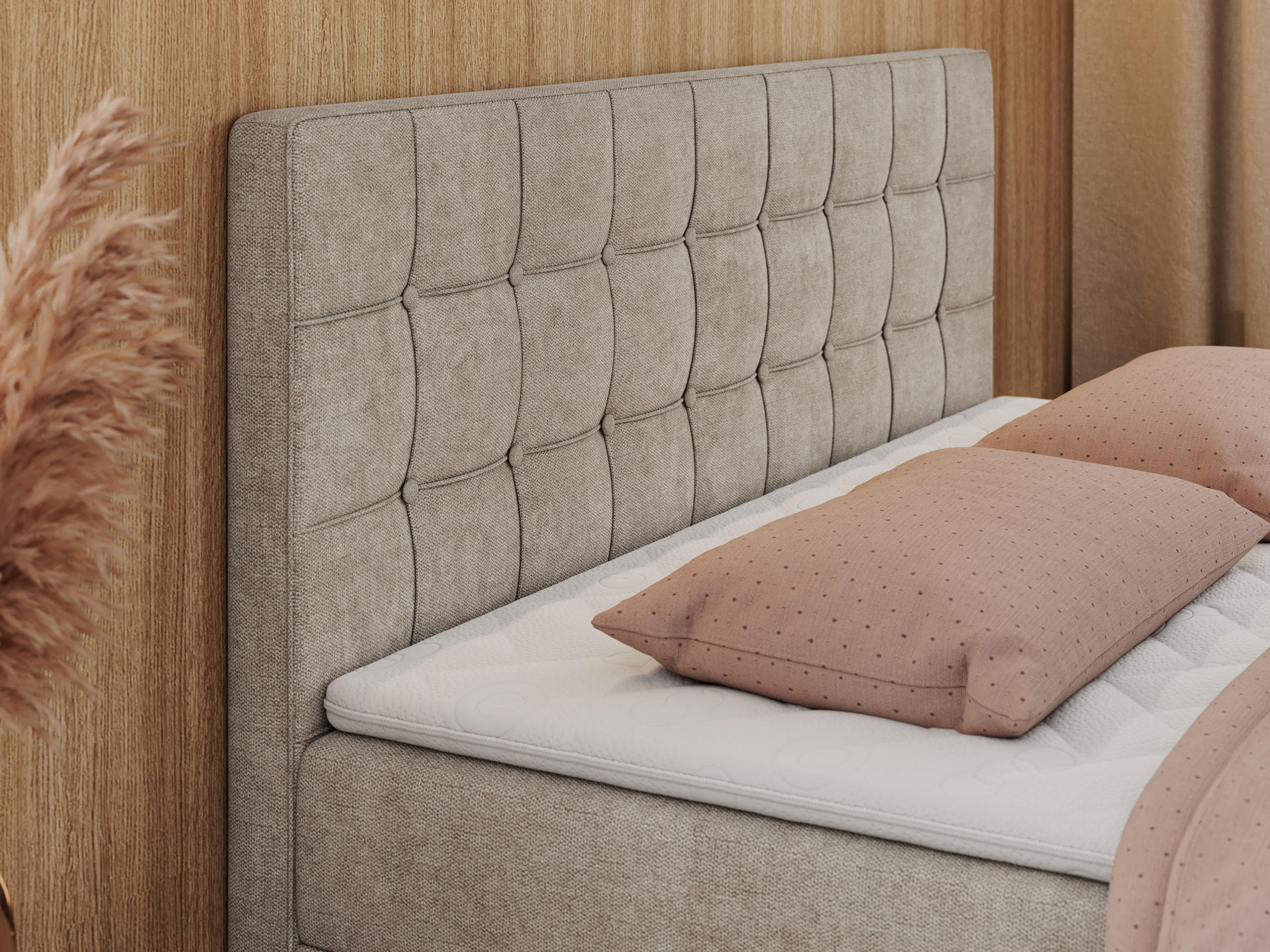 Thumbnail - MKS Boxbett, Beige, Textil, 2-Sitzer, H4, Rechteckig, 140x200 cm, Schlafzimmer, Betten, Boxspringbetten