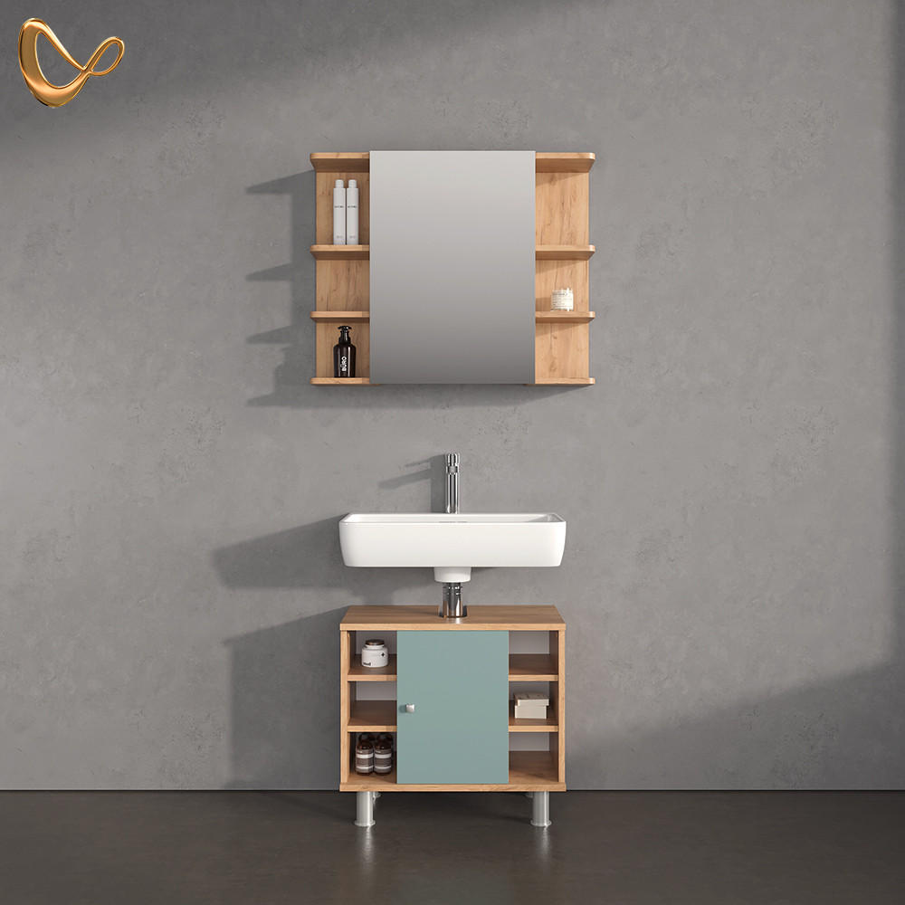 BADMÖBEL-SET Fucino Grün 2 Teile - Honigeiche/Grün, Holzwerkstoff (60/54/32cm) - Livinity®