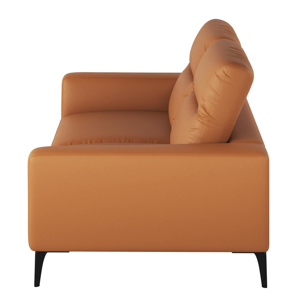 2-SITZER SOFA - Cognac/Schwarz, Leder/Metall (170/73/107cm) - home24