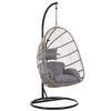 HÄNGESESSEL mit Gestell PE Rattan grau 97 cm Casoli - Grau, Kunststoff (97/199/97cm) - Beliani