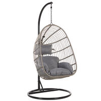 HÄNGESESSEL mit Gestell PE Rattan grau 97 cm Casoli - Grau, Kunststoff (97/199/97cm) - Beliani