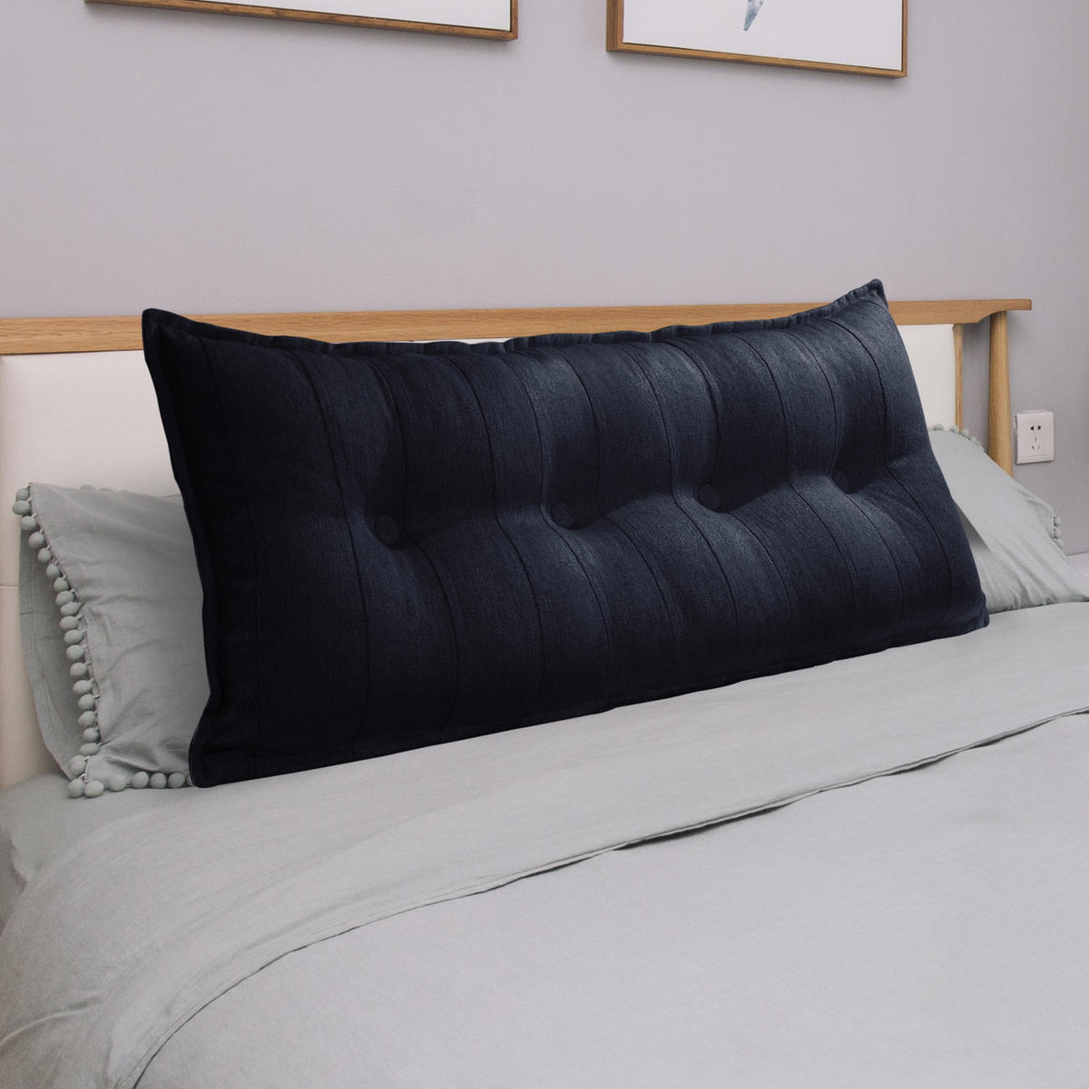RÜCKENKISSEN Leinenlook Anthracite 120 cm - Anthrazit, Textil (45/120cm) - Vercart