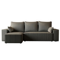 ECKSOFA Tobi mit Bettkasten und Schlaffunktion, L-Form/XL-Form, Cordstoff, Universal - Grau, Holzwerkstoff (246/145cm) - 4ALL HOME