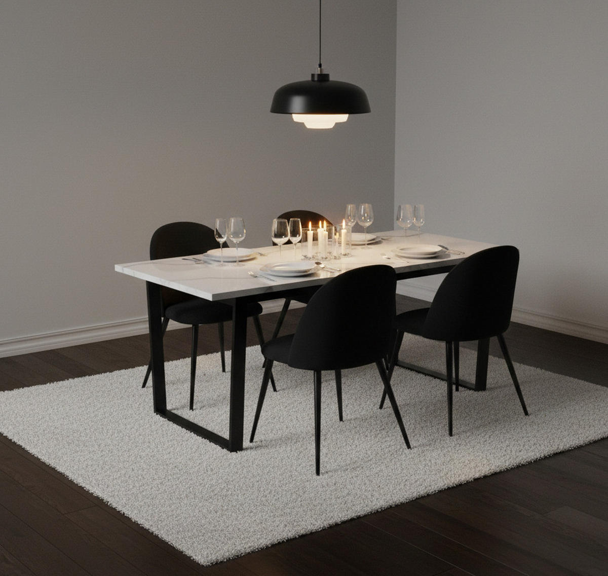 ESSGRUPPE 5-TLG. Tilst Schwarz - Schwarz, Holzwerkstoff/Textil (160/74/90cm) - ebuy24