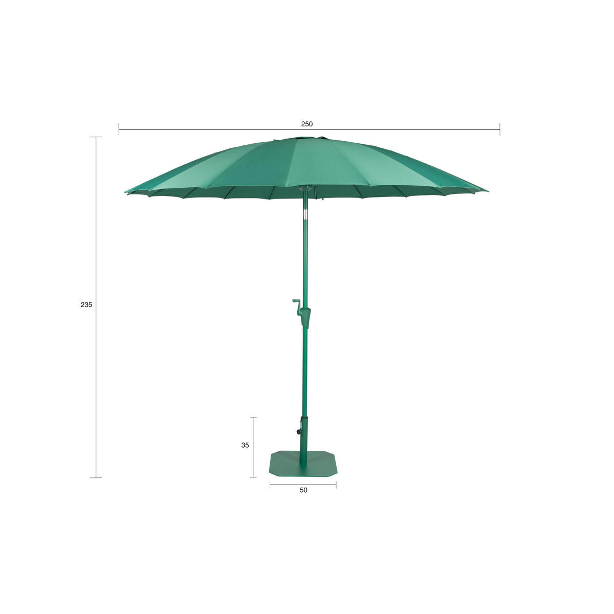SONNENSCHIRM Sunshine Set Grün - Grün, Kunststoff (250/250cm) - Zuiver
