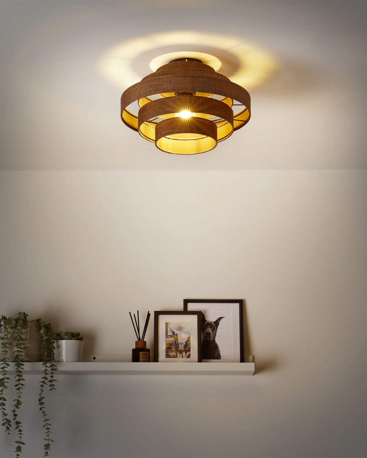 DECKENLAMPE Braun Erebato - Braun, Textil (40/40/22cm) - Beliani