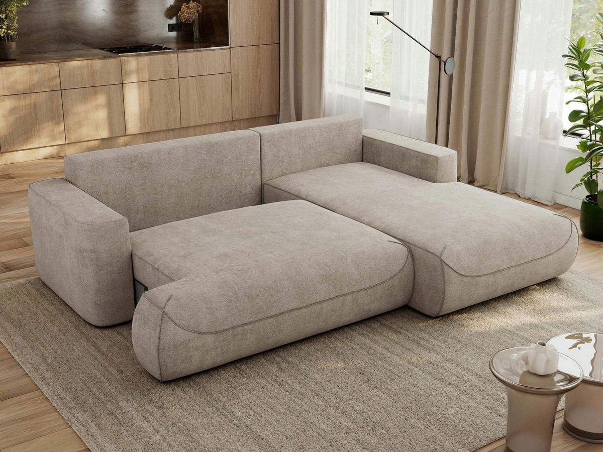 ECKSOFA OVO L Beige Struktur - Rechts Seite - Beige/Schwarz, Kunststoff/Textil (195/271cm) - MKS