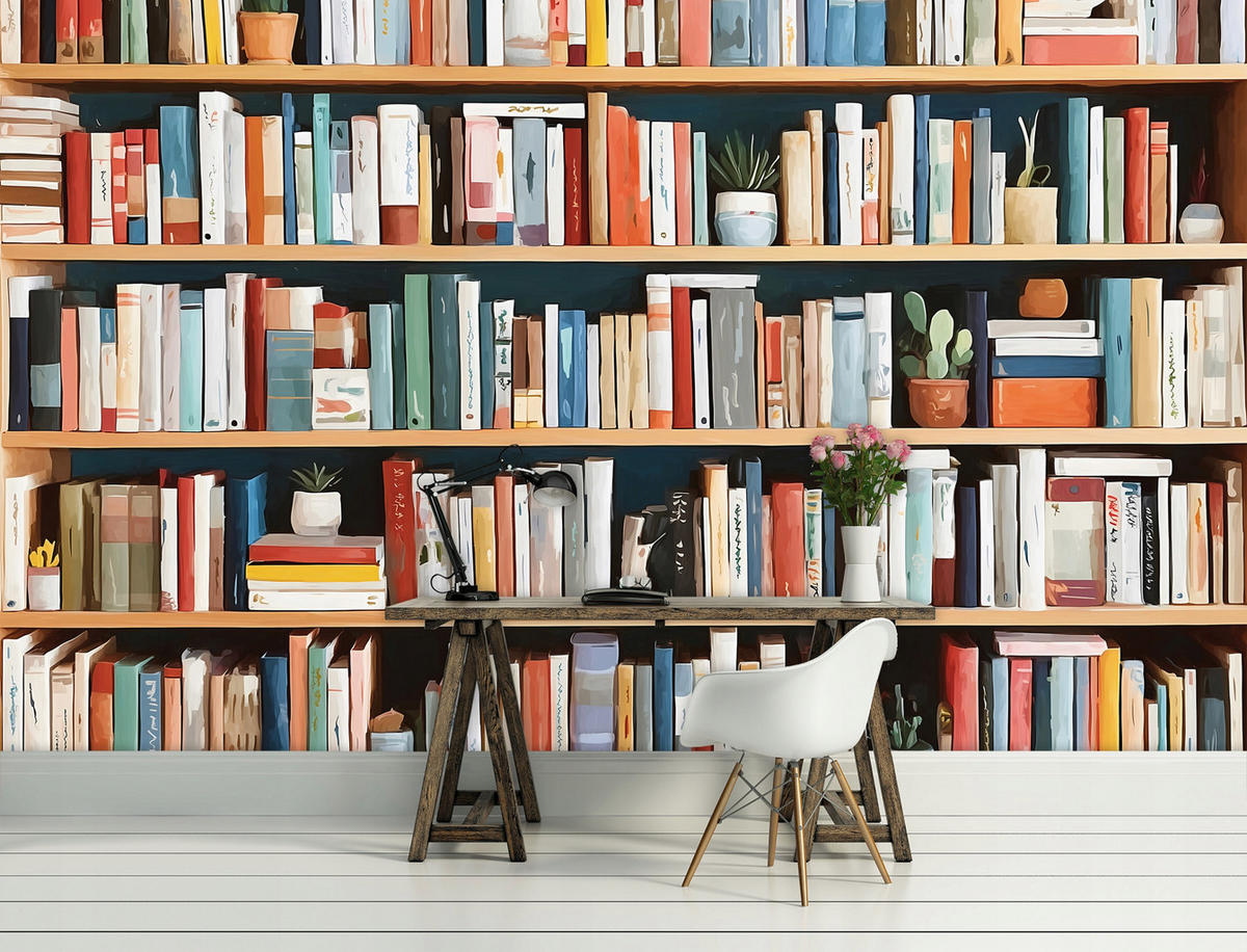 FOTOTAPETE Bibliothek Bücher Braun 400x280 cm - Multicolor, Papier (400/280cm) - Wallarena