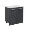 KÜCHENUNTERSCHRANK R-Line Schwarz Beton 80 cm AP Marmor - Anthrazit/Schwarz, Holzwerkstoff (80/81.6/60cm) - Vicco