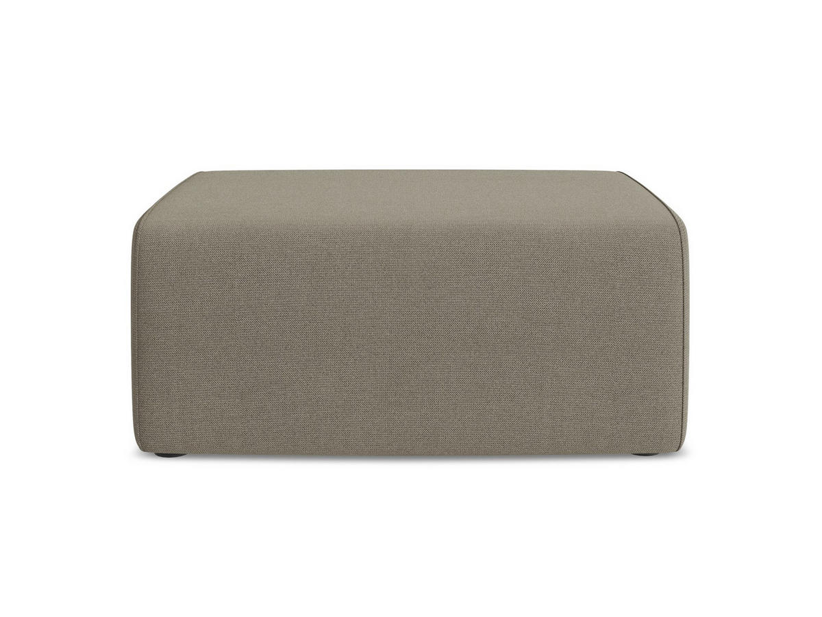 POUF Strukturstoff Stoff Beige - Beige/Schwarz, Kunststoff/Textil (90/80/60cm) - Makamii