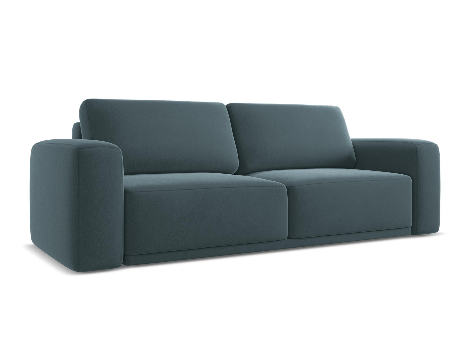 3-SITZER SOFA mit Schlaffunktion Samt Stoff Blau - Blau/Petrol, Kunststoff/Textil (242/91/100cm) - Makamii