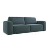 3-SITZER SOFA mit Schlaffunktion Samt Stoff Blau - Blau/Petrol, Kunststoff/Textil (242/91/100cm) - Makamii