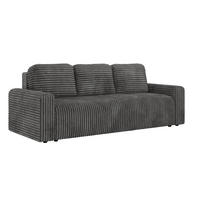 3-SITZER-SOFA NESSARO - Grau Cord - Schwarz/Grau, Kunststoff/Textil (243/92/90cm) - MKS
