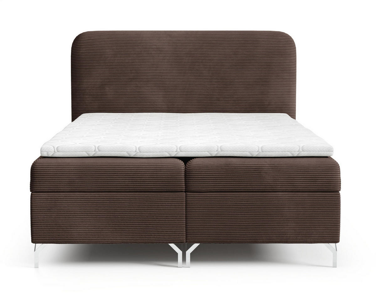 BOXSPRINGBETT mit Matratze H3 200x200 Rotos, Cordstoff, Bettkasten, Braun - Braun, Holz/Textil (200/200cm) - Emporius