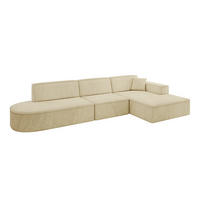 ECKSOFA Ottomane Rechts IREA-L2-v4 - 328x171x79 cm Beige - Taupe, Holzwerkstoff/Textil (171/328cm) - ALTDECOR