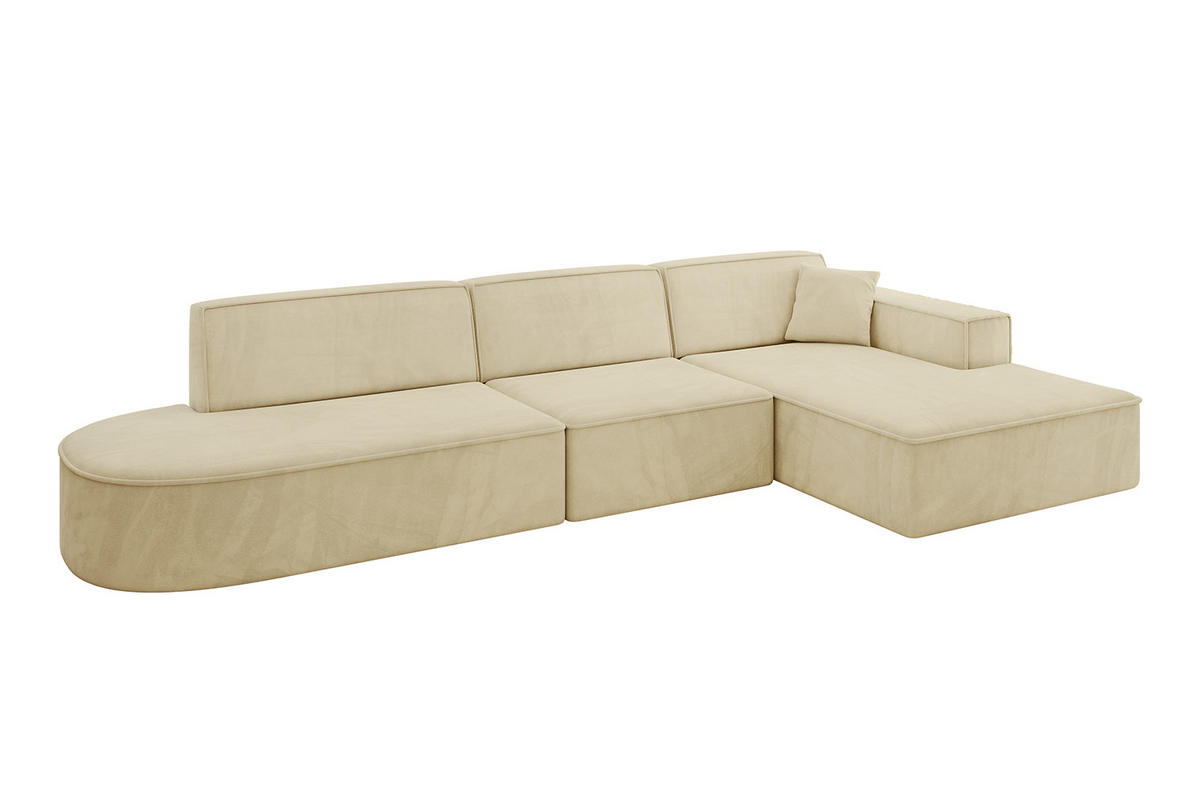 ECKSOFA Ottomane Rechts IREA-L2-v4 - 328x171x79 cm Beige - Taupe, Holzwerkstoff/Textil (171/328cm) - ALTDECOR