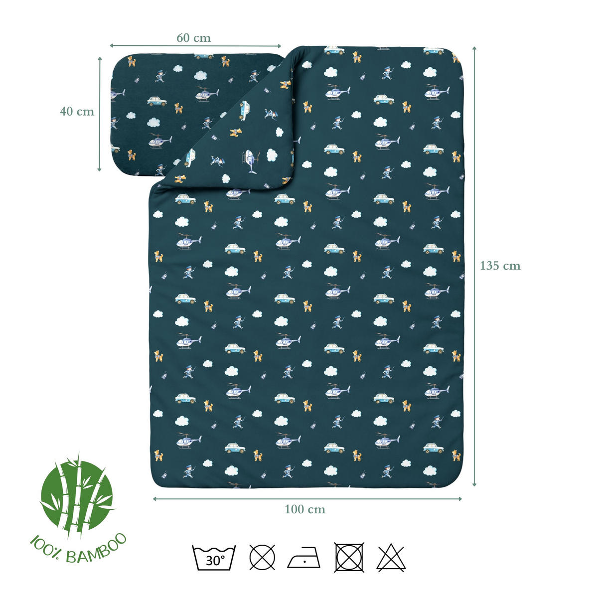 BABY bambu-sängkläder Polis - Mörkblå, Textil (100/135cm) - waldin