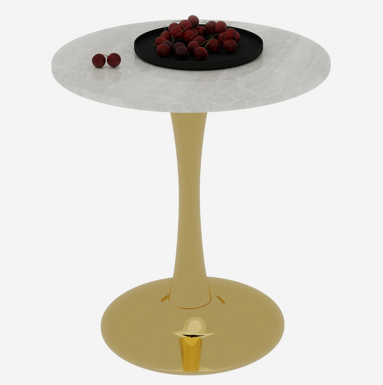 COUCHTISCH 70.1 cm Gold/Weiß aus Kunstmarmor mit runder Tischplatte - Goldfarben, Stein (70/70/72cm) - OKMYHOME