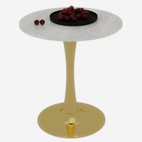 COUCHTISCH 70.1 cm Gold/Weiß aus Kunstmarmor mit runder Tischplatte - Goldfarben, Stein (70/70/72cm) - OKMYHOME