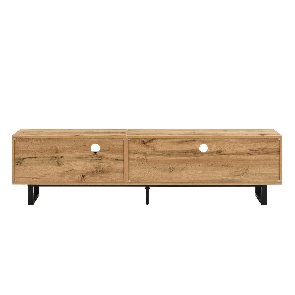 TV ormarić 190/40/50 cm prirodni i antracit od iverice s LED rasvjetom i staklenim policama - prirodne boje, drvni materijal (190/50/40cm) - OKWISH
