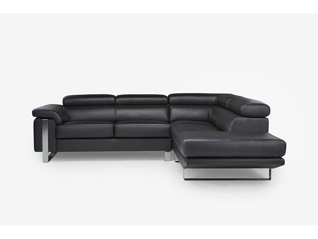 ECKSOFA - Leder - Ecke Rechts - Schwarz - MYSTIQUE - Schwarz, Leder (213/253cm) - Vente-Unique
