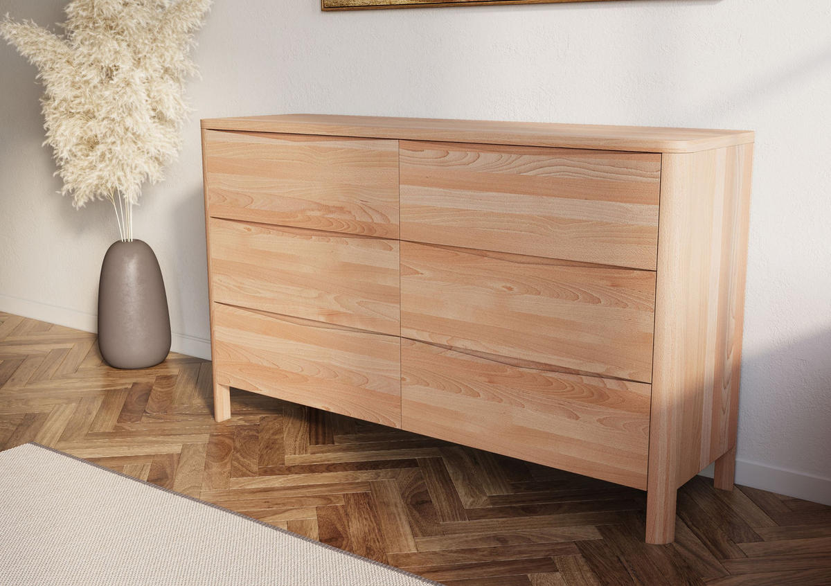 HOLZKOMMODE Modena Low 150, Naturfarben - Buchefarben, Holz/Buchenholz (150.5/91.5/45cm) - Visby