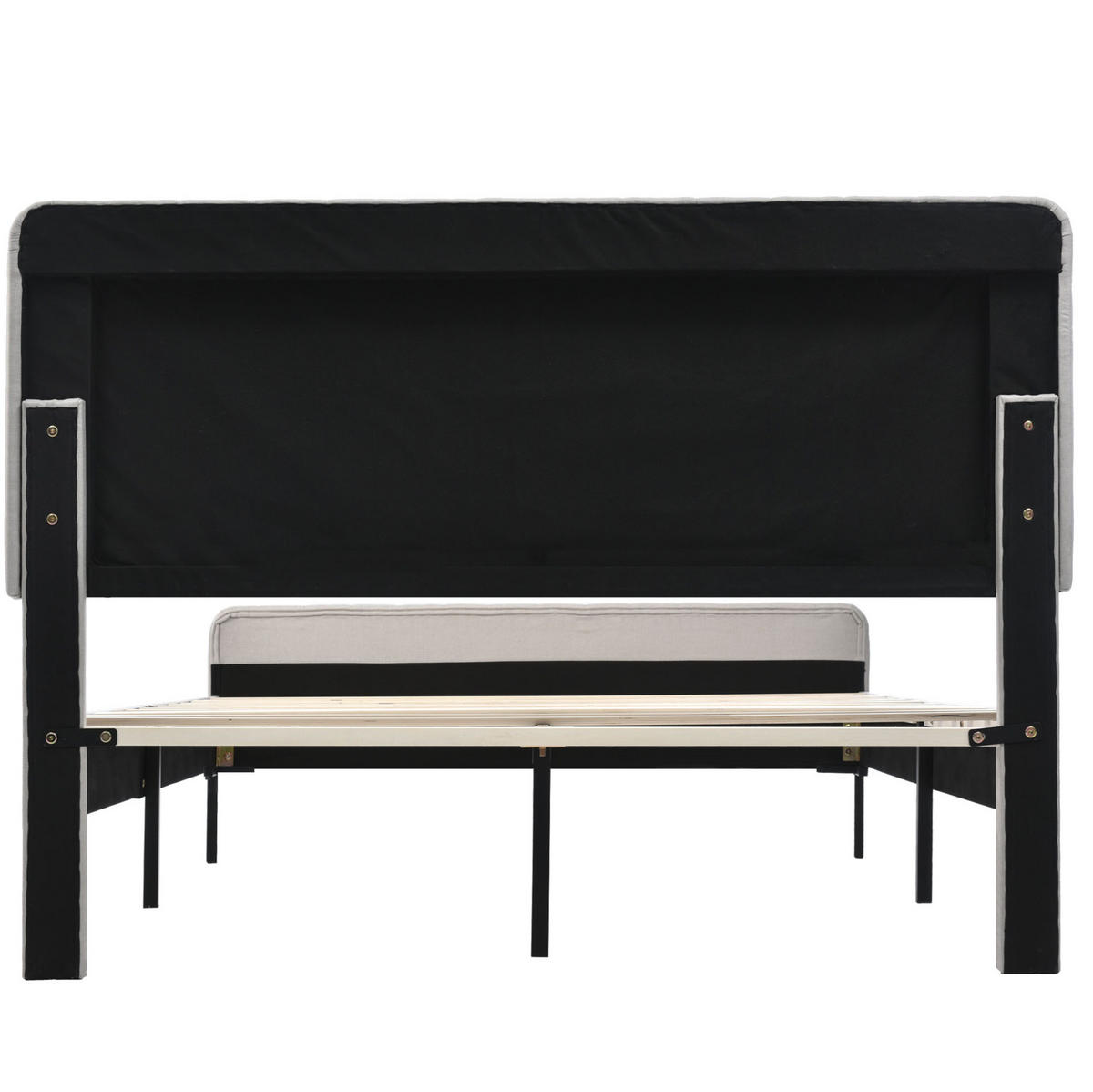 POLSTERBETT mit verstellbarem Kopfteil 140x200 cm Leinen Grau-Beige - Grau, Metall (140/200cm) - Meubliv