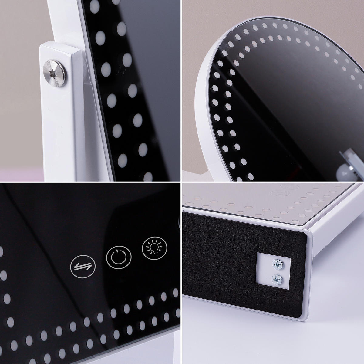 SCHMINKSPIEGEL mit Beleuchtung Gewölbter Weiß 30/41 cm - Weiß, Metall (30/41/3cm) - VANITII