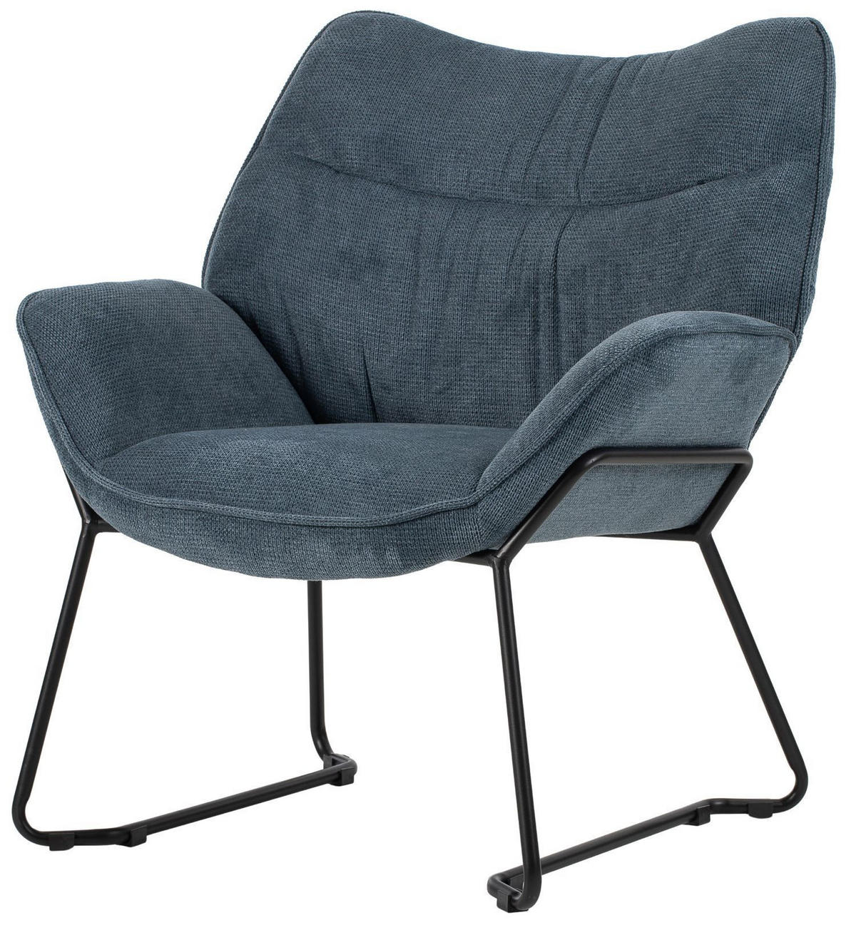 MÖBELSET Couchtisch Fermo, 2er Set Sessel Aliano blau - Blau/Schwarz, Holz/Textil (58/45/58cm) - bene living