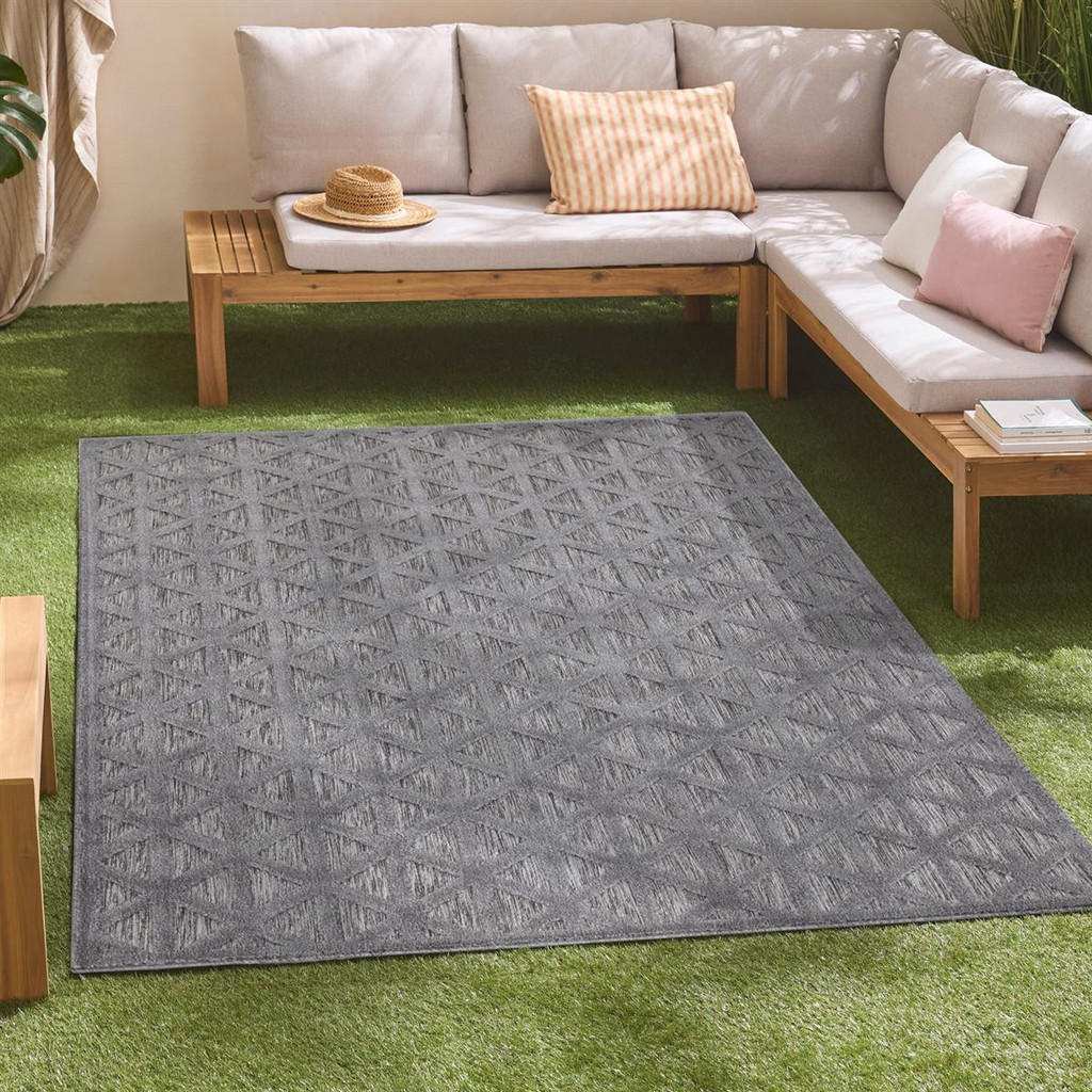 Thumbnail - carpet city Outdoor-Teppich, Anthrazit, Textil, Grafikmuster, Rechteckig, 240x340 cm, Oeko-Tex® Standard 100, pflegeleic...