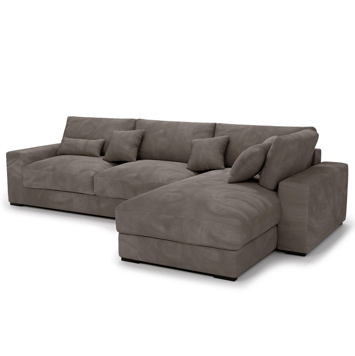 ECKSOFA mit Longchair - Schwarz/Braun, Kunststoff/Textil (340/205cm) - home24