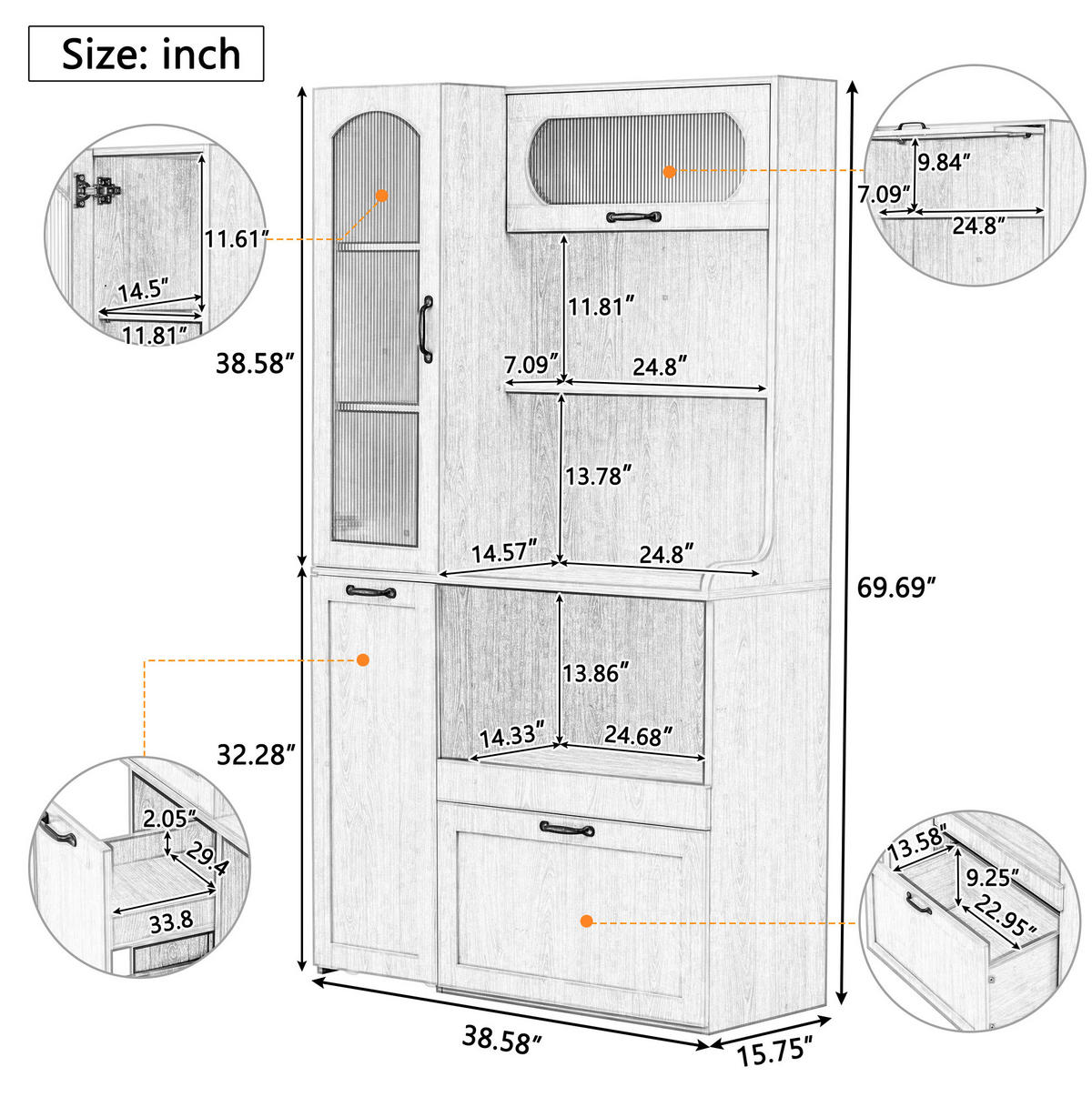 HIGHBOARD 98/177/40 cm Natur aus MDF mit verstellbaren Einlegeböden - Naturfarben, Holzwerkstoff (40/177/98cm) - OKMYHOME