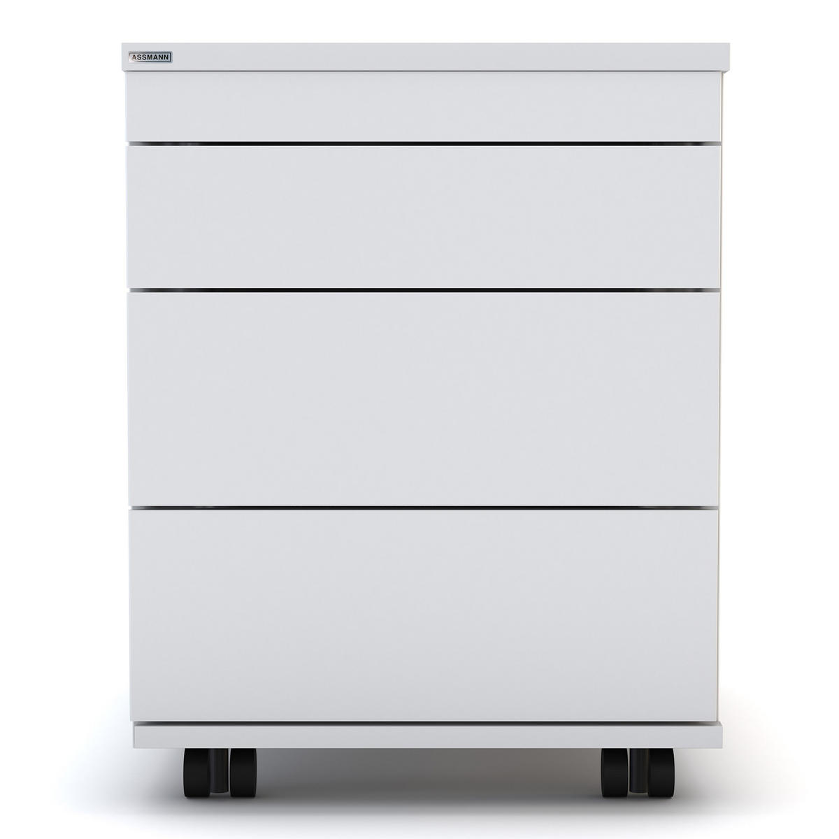 ROLLCONTAINER Pontis mit Metallfront und 4 Schubladen Weiß - Weiß, Holz (41.5/53.3/58.4cm) - ASSMANN