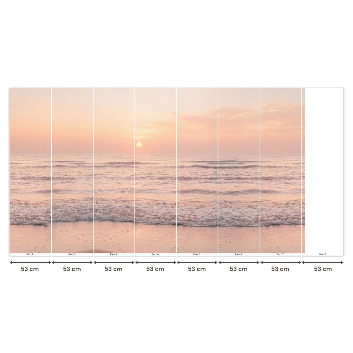 TAPETE - Sonne - Strand - Rosa - 350x200 cm - Hellrosa, Papier (350/200cm) - OnlyWow