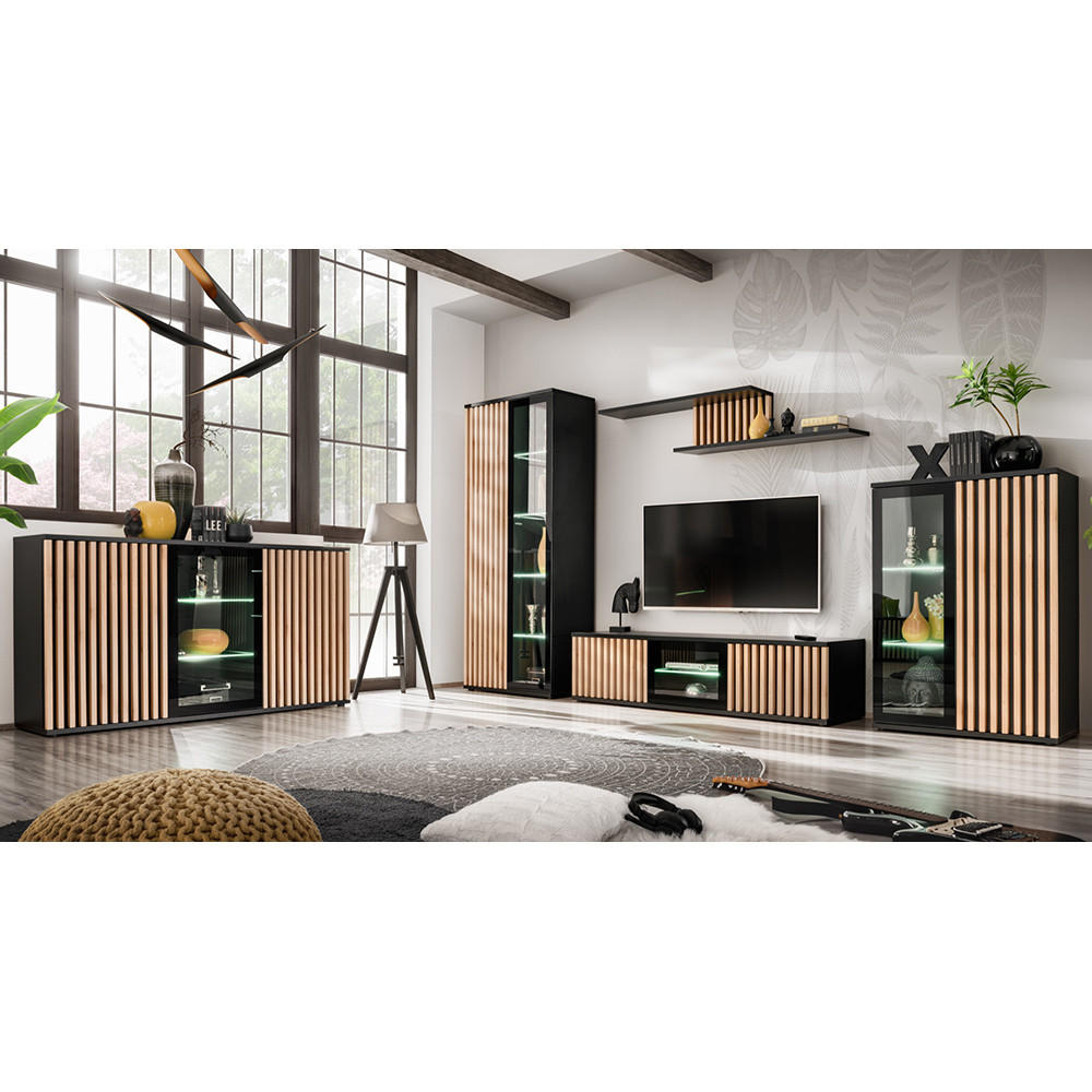 WOHNZIMMER-SET 5-TLG. Catanzaro-164 - Schwarz, Holzwerkstoff (500/192/45cm) - Lomado