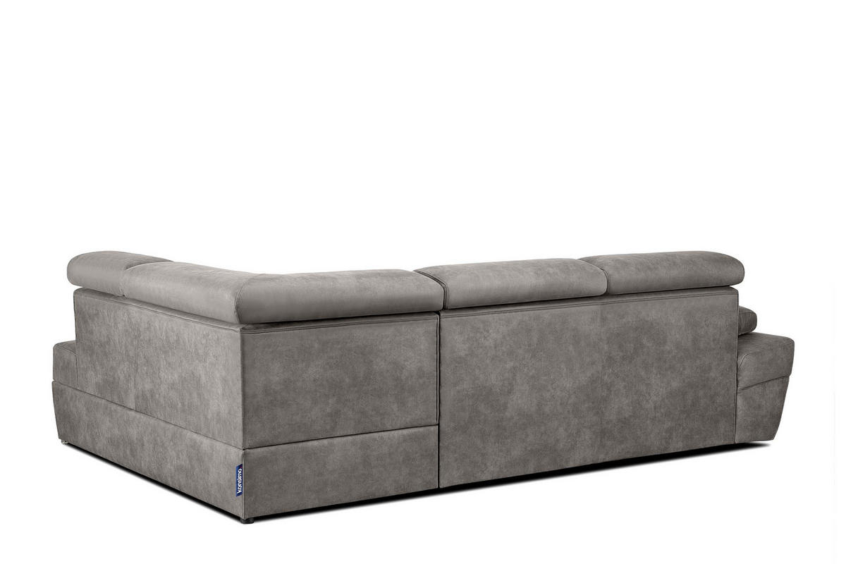 SCHLAFECKSOFA RATLO rechts 4/5-Sitzer mit Bettkasten in Lederoptik, silber - Silberfarben, Textil (270/190cm) - KONSIMO®