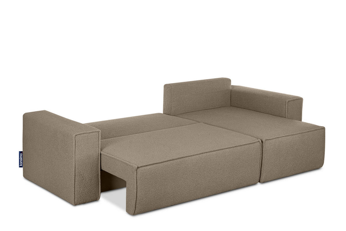 ECKSCHLAFSOFA-LINKS/RECHTS NAPI II in Pet Friendly Stoff, dunkelbeige - Beige/Braun, Textil (262/148cm) - KONSIMO®