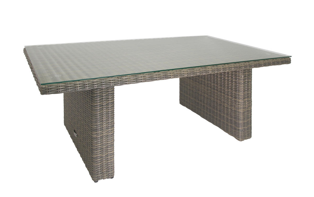 GARTEN-SITZGRUPPE Asti Braun Polyrattan für 7 Personen - Grau, Naturmaterialien - Green Spirit