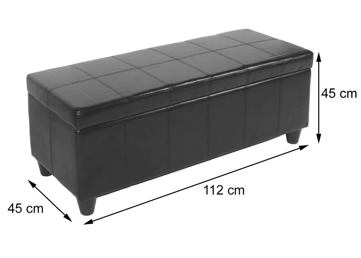 SITZBANK MIT AUFBEWAHRUNG Schwarz - Schwarz, Leder (112/45/45cm) - MCW
